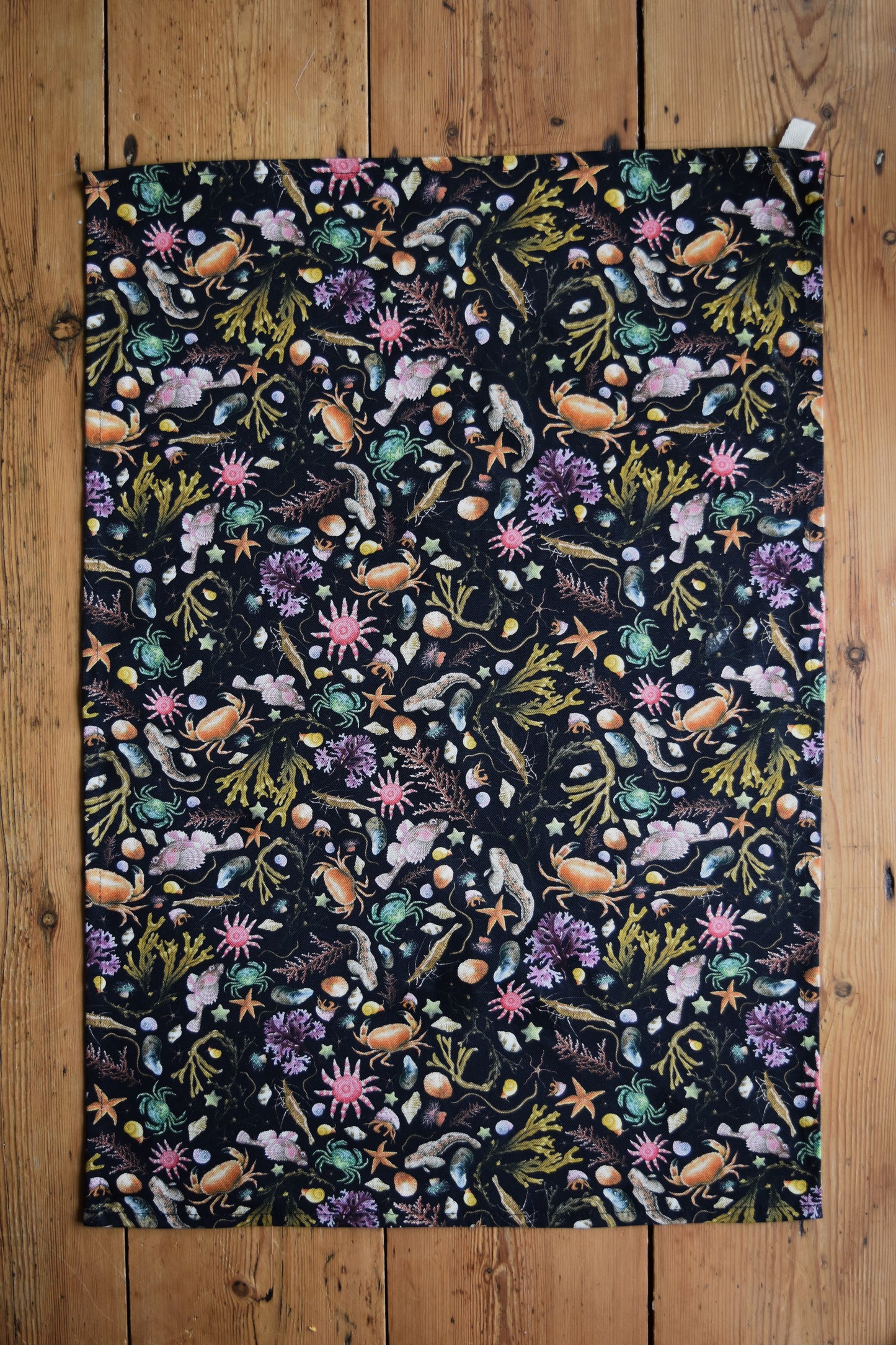 Organic Cotton Black Rockpool Tea Towel