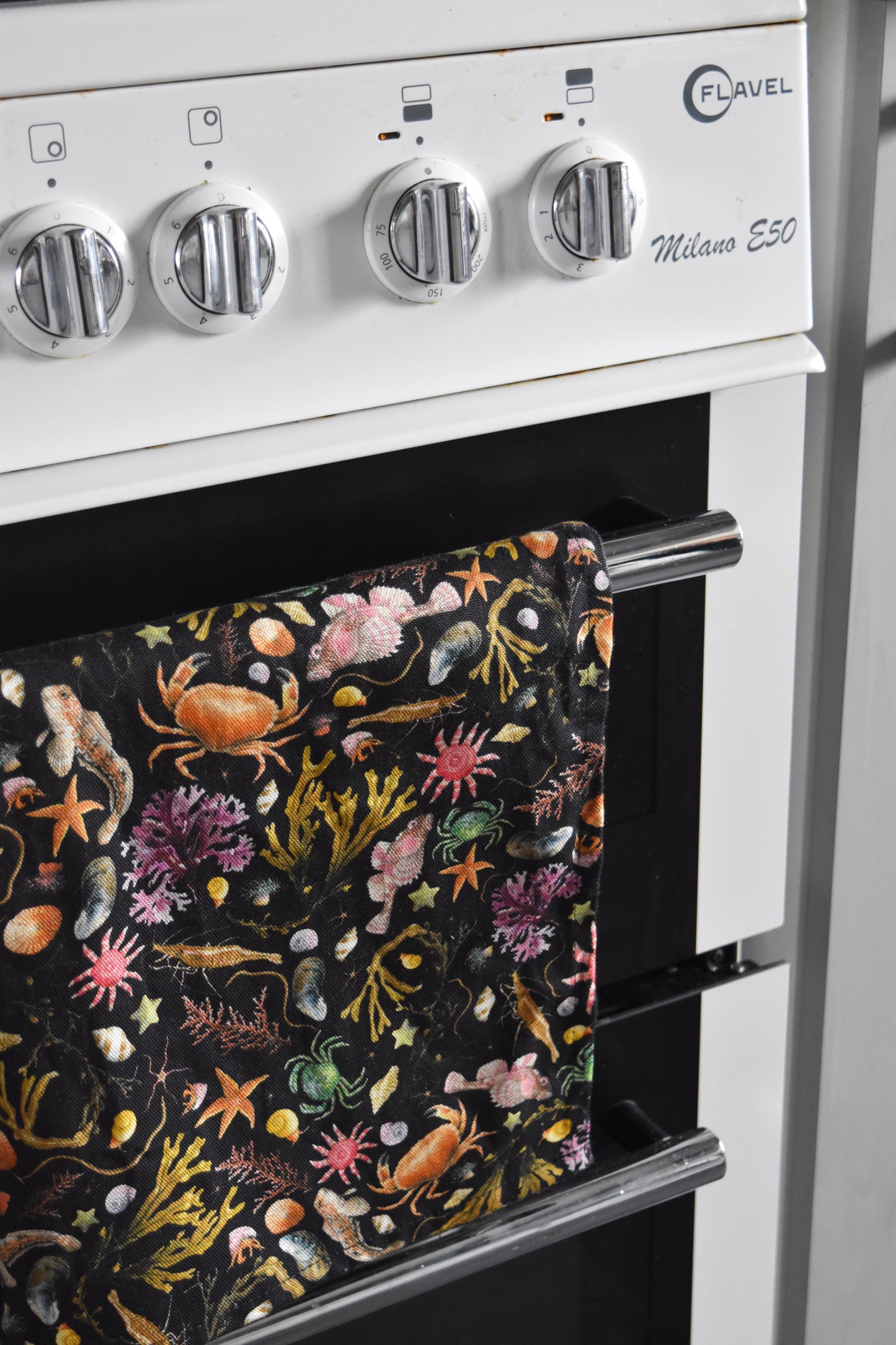 Organic Cotton Black Rockpool Tea Towel