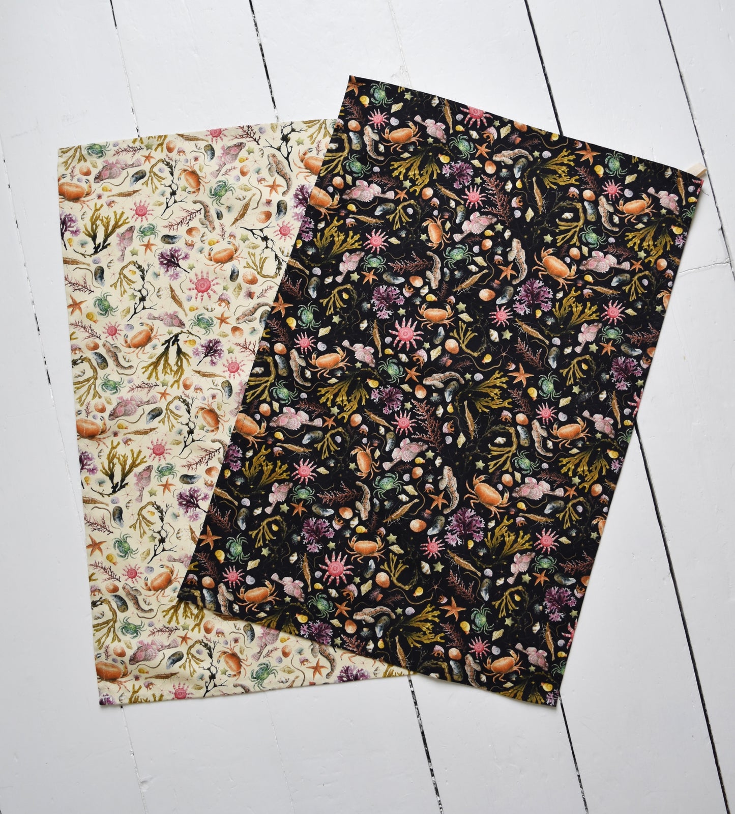 Organic Cotton Black Rockpool Tea Towel