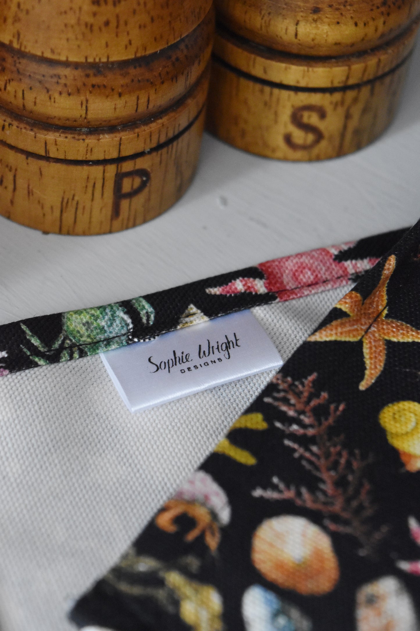 Organic Cotton Black Rockpool Tea Towel