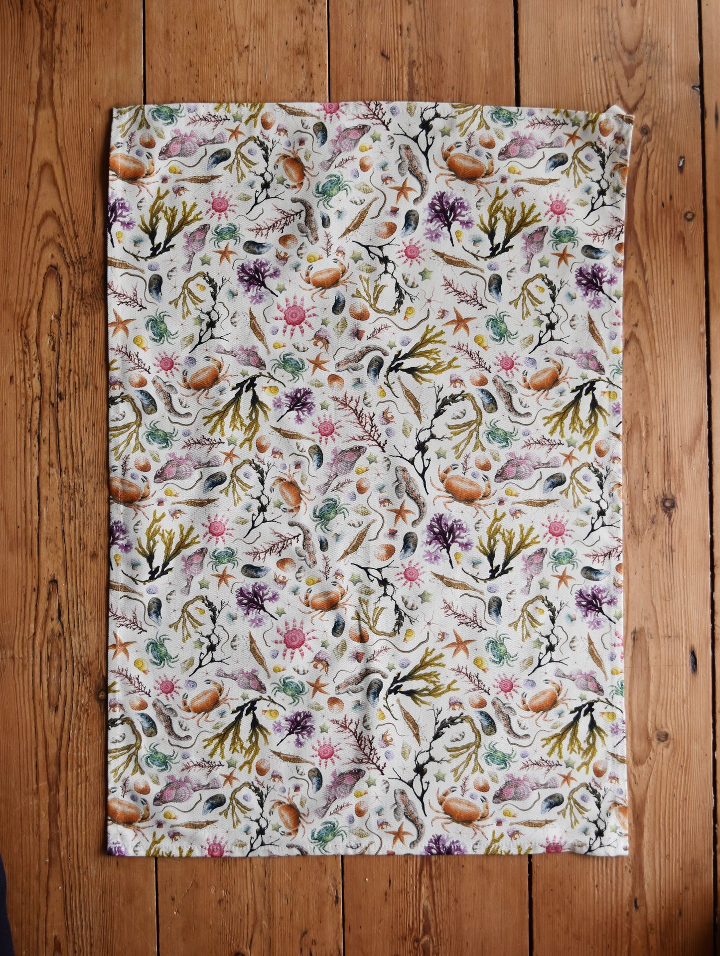 Organic Cotton Cream Rockpool Tea Towel