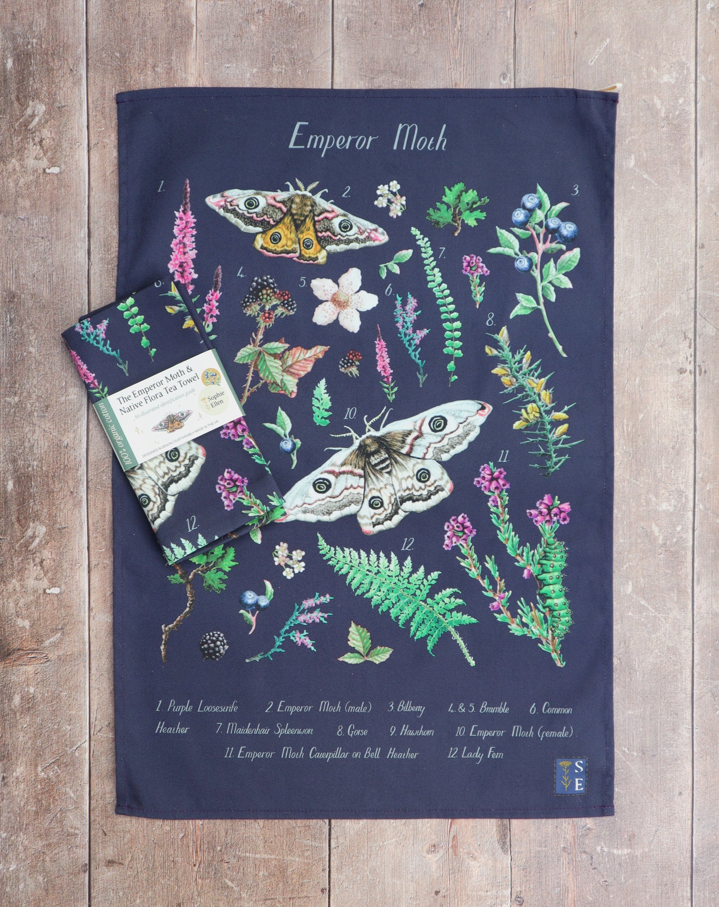 Emperor Moth ID Tea Towel